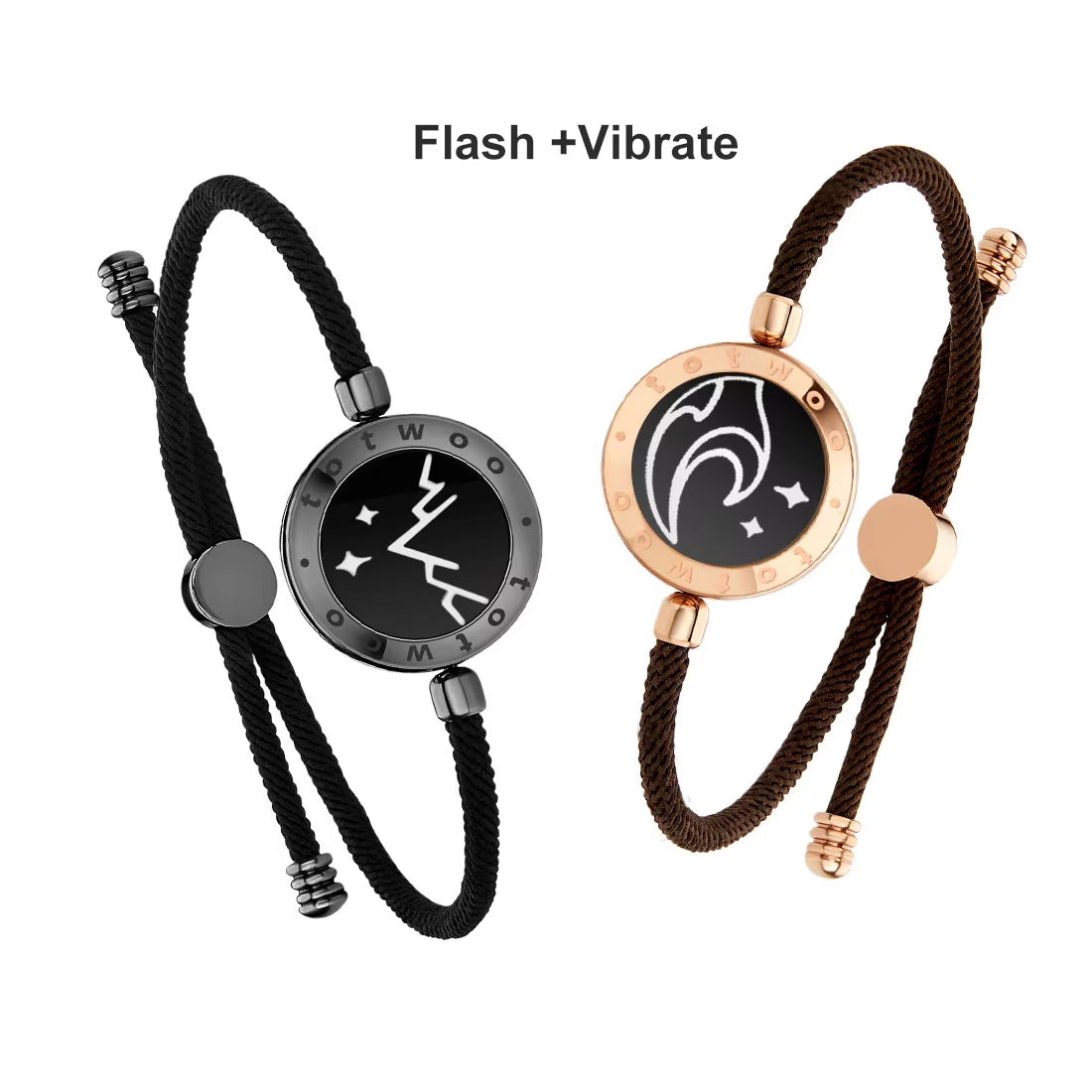 Long Distance Touch Bracelets for Couples Long Distance Light Up&Vibrate Moutain&Sea Love Bracelets Smart Jewelry Sets