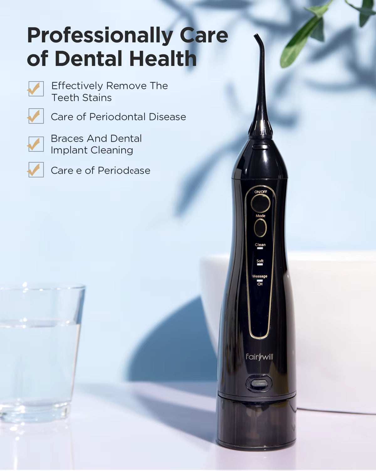 Water Flossers for Teeth 300ML Oral Irrigator Rechargeable Portable Dental 3 Modes Water Tank Waterproof Teeth Cleaner