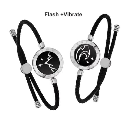 Long Distance Touch Bracelets for Couples Long Distance Light Up&Vibrate Moutain&Sea Love Bracelets Smart Jewelry Sets