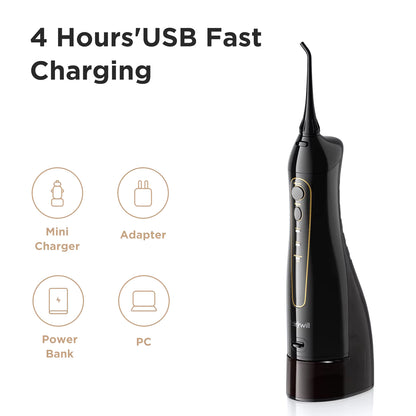 Water Flossers for Teeth 300ML Oral Irrigator Rechargeable Portable Dental 3 Modes Water Tank Waterproof Teeth Cleaner